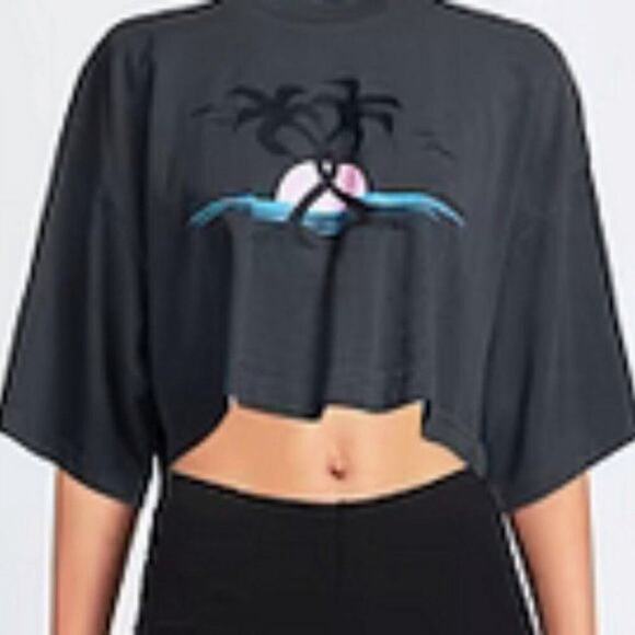 Palm Angels cropped dark gray T shirt L - Picture 5 of 12